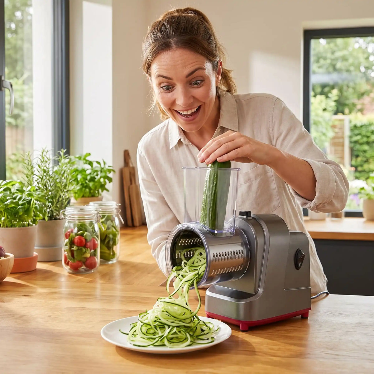 râpe électrique rapidcut 250w femme surprise par éfficacité