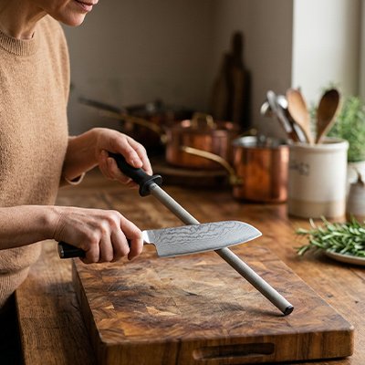 affuteur de couteaux peut se tenir sur une planche à découper