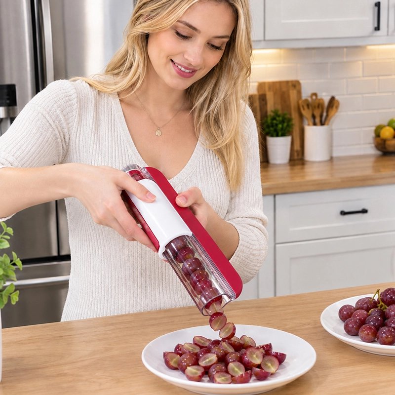 Coupe légumes manuel tube cut pousser pour avoir raisins coupées en deux