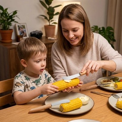 Couteau à beurre tartiner corn en famille