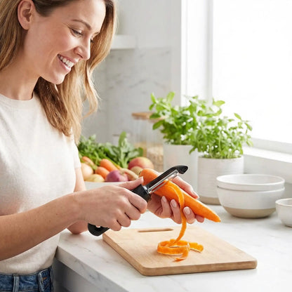econome femme épluche carotte rapidement