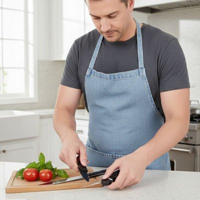 aiguiseur de couteau homme affute lame de cuisine